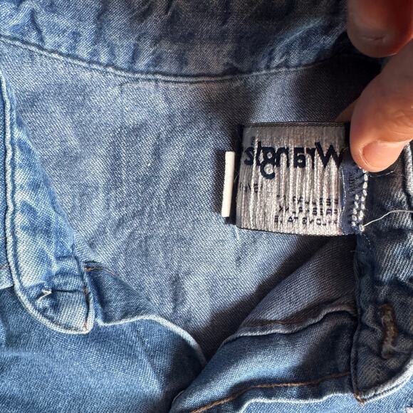 Vintage Wrangler Denim Western Shirt Size 16½/34 Embroidered 100% Cotton - Picture 10 of 10